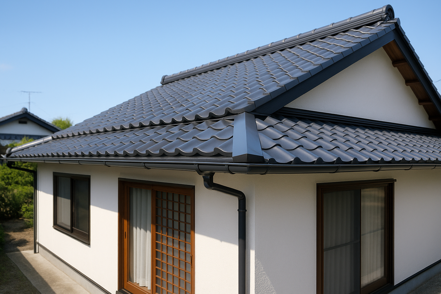 施工事例2 平屋の谷板金・外壁補修